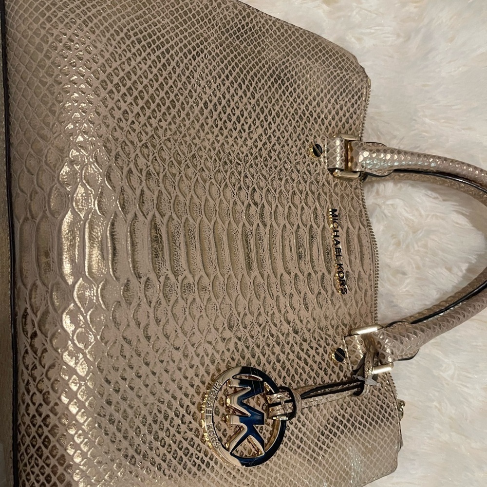 Michael Kors Gold Satchel with Signature Charm - Picture 2 of 12